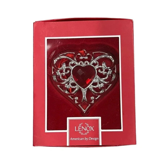 Lenox Red Gemmed Heart Ornament - Picture 1 of 3